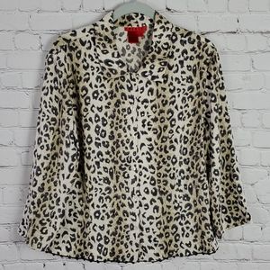 Burns Size 14 Button Down Animal Print Blouse